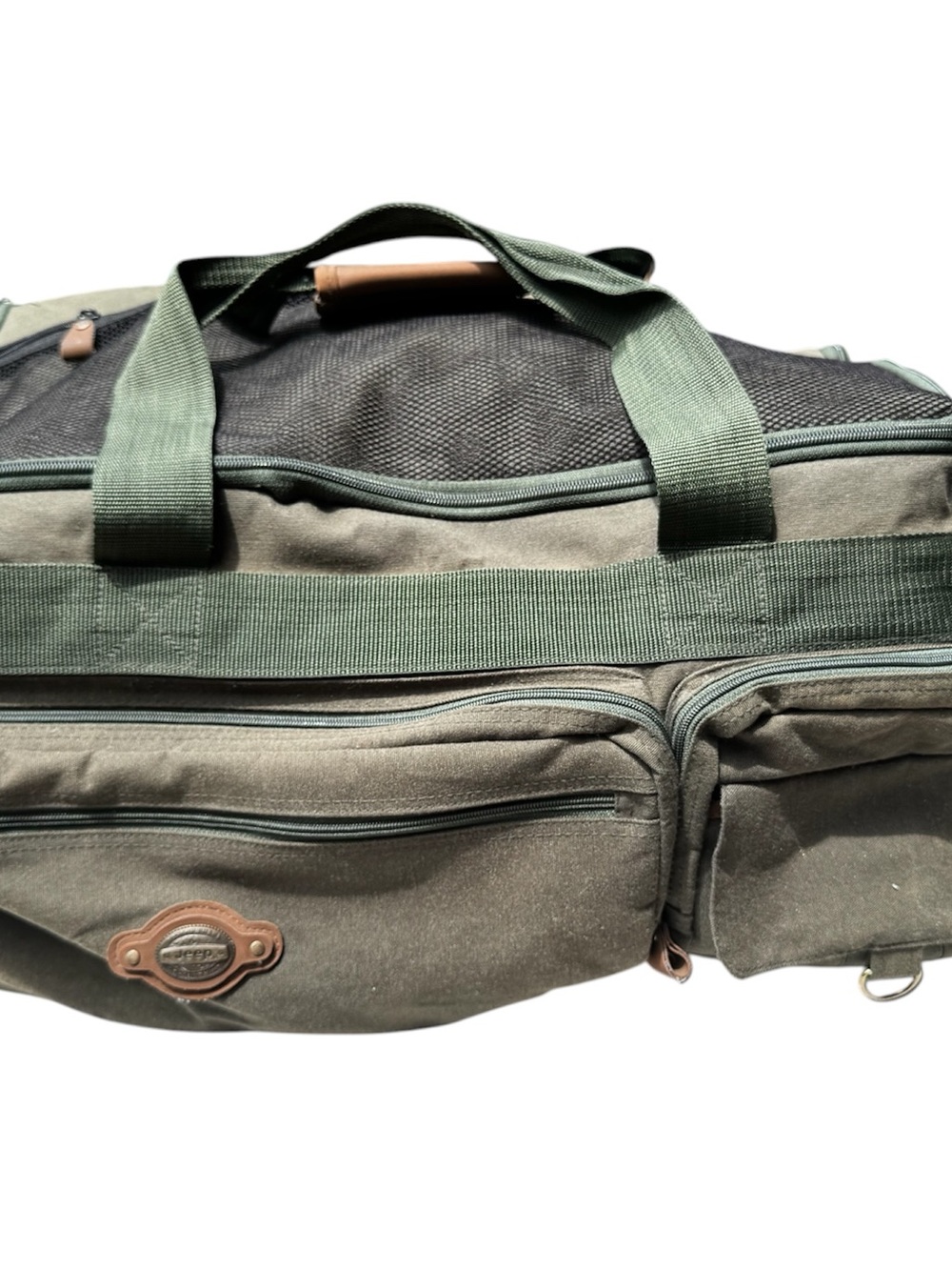 Vintage Jeep 9325 Roller Weekend Duffle Bag Army Green No Shoulder Traps